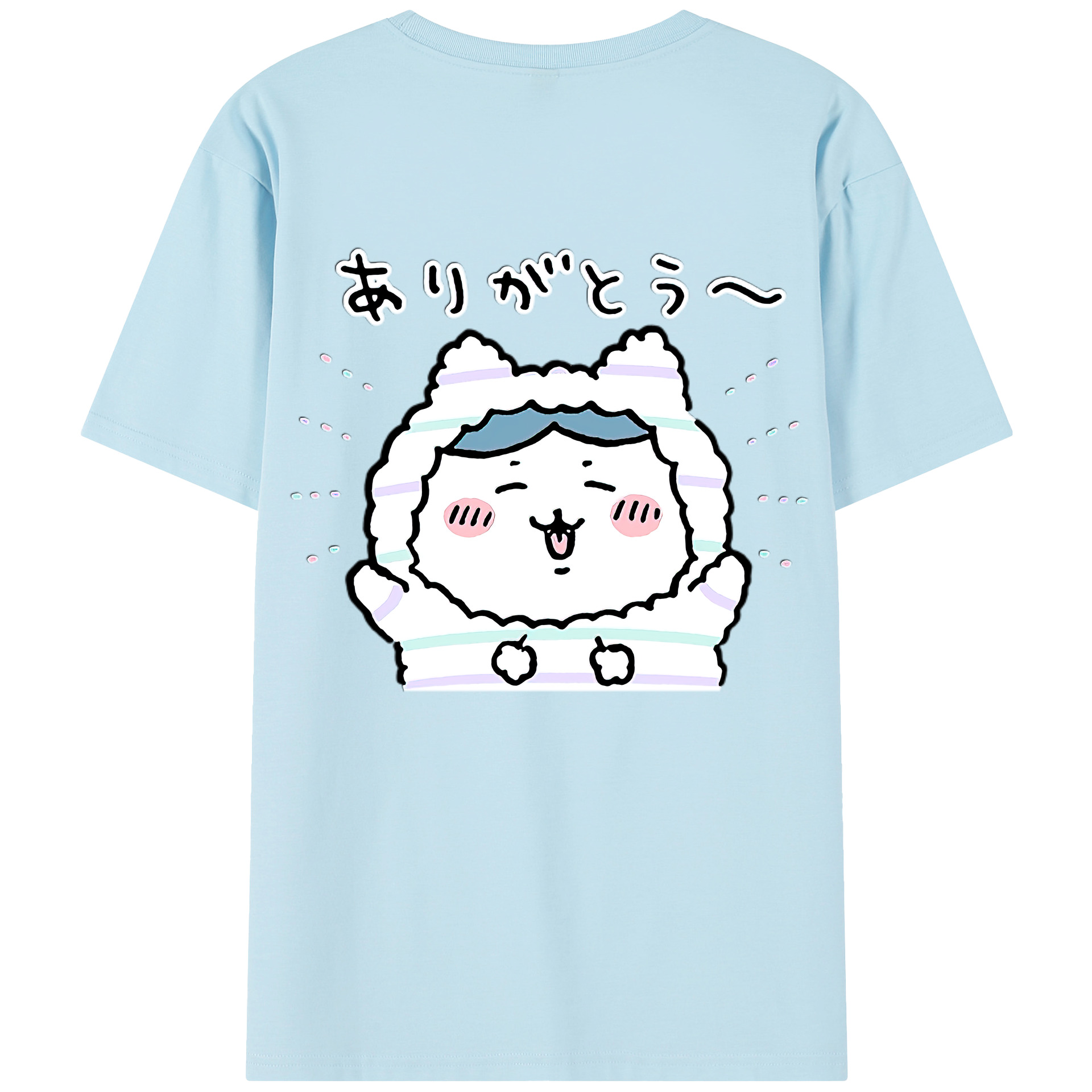（画像用） ちいかわ ハチワレ Chii-kawa hachiware 綿100％半袖Tシャツ（背面プリント）